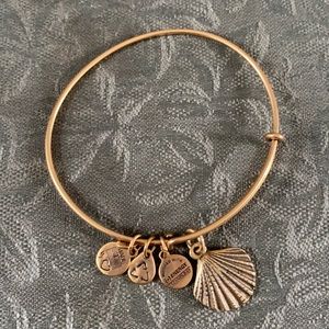 Alex & Ani Seashell Charm Gold Bangle